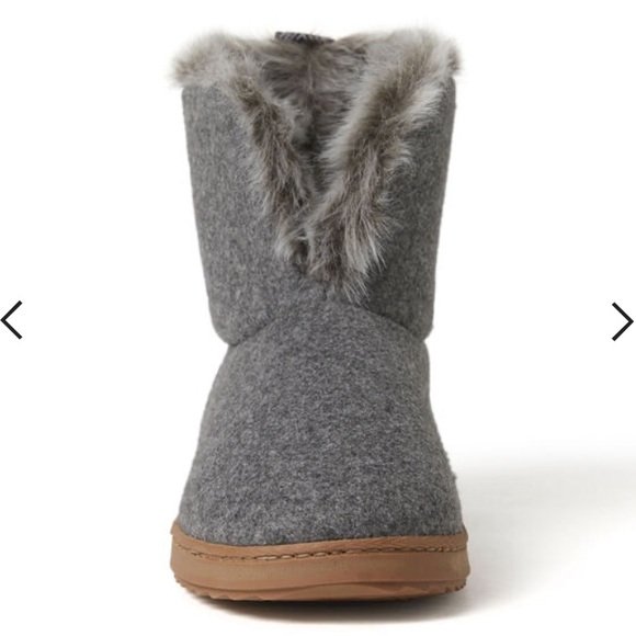 NWT Dearfoams Sierra Comfy Cozy Booties Memory Foam Outsoles Furry Boot Slippers - Picture 4 of 11